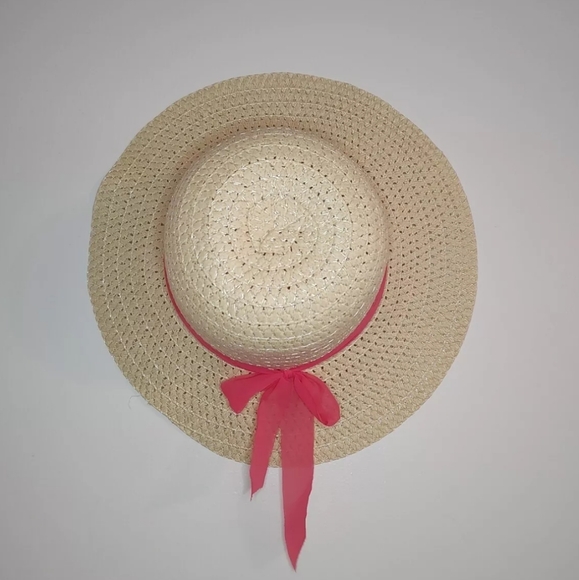 Women's Summer Straw Sun Hat 13.5" Travel Beach UV Protection Wide Brim Bow - Picture 2 of 9